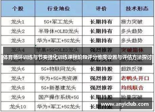 体育循环训练与节奏强化训练课程阶段评分维度设置与评估方法探讨